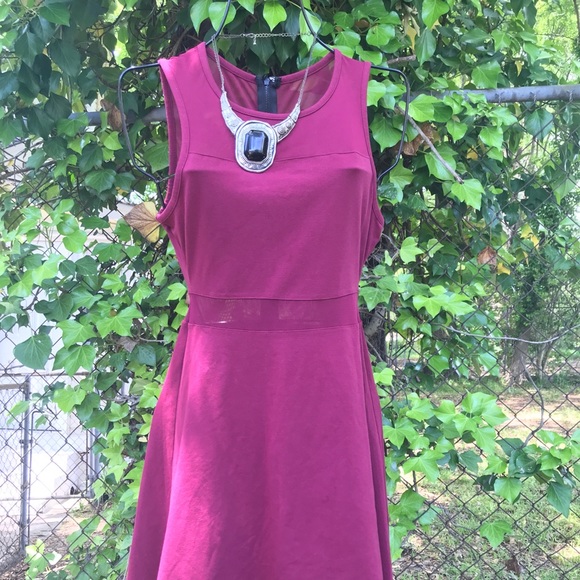 Express Mid Mesh Panel Skater Dress - Picture 3 of 8